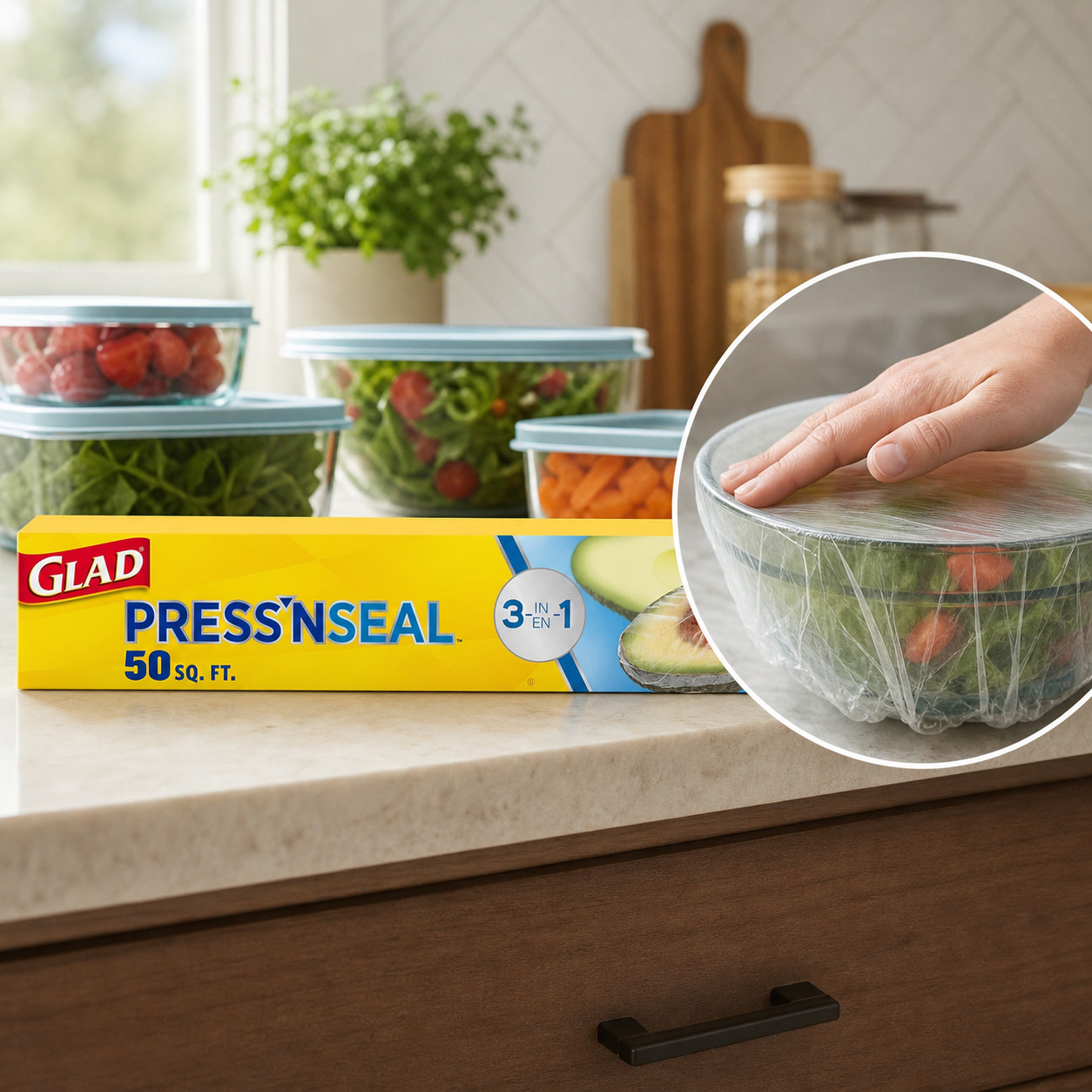 Meal Prep Wraps - Прозрачная самоклеящаяся пластиковая пищевая пленка, устойчивая