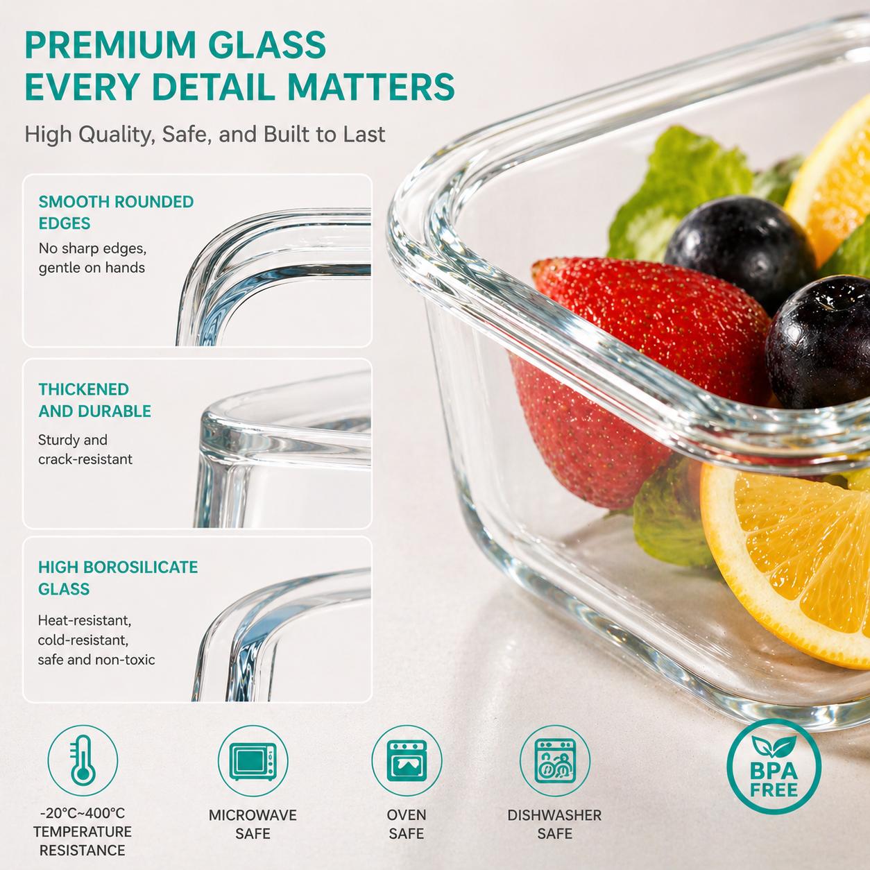 16 шт. герметичных стеклянных  – обзор и цена Meal Prep Glass